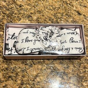 Victoria's Secret White and Black Script 3Piece Eye Mask Scrungie and pillowcase